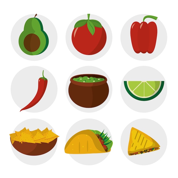 Premium Vector | Mexican food icon set