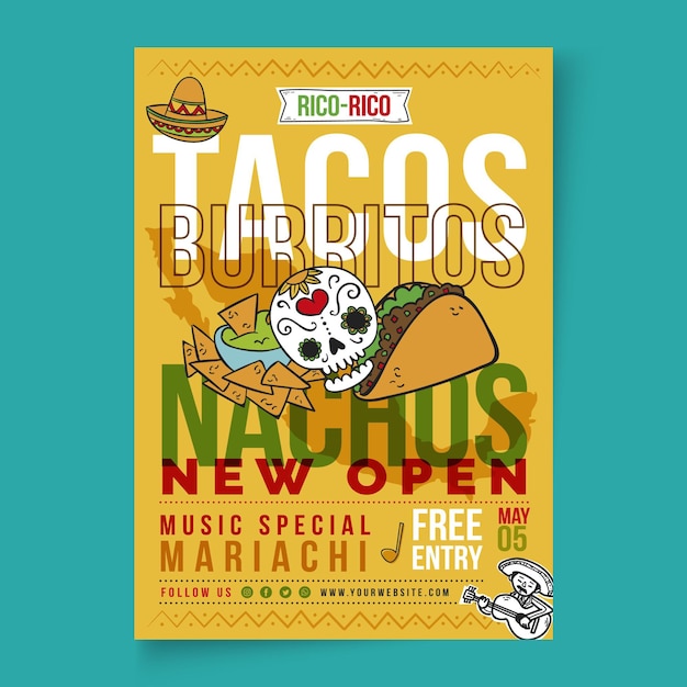 Free Vector | Mexican food poster template