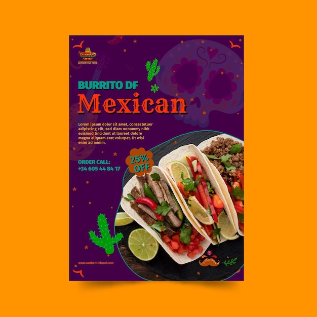 Premium Vector | Mexican food restaurant vertical flyer template