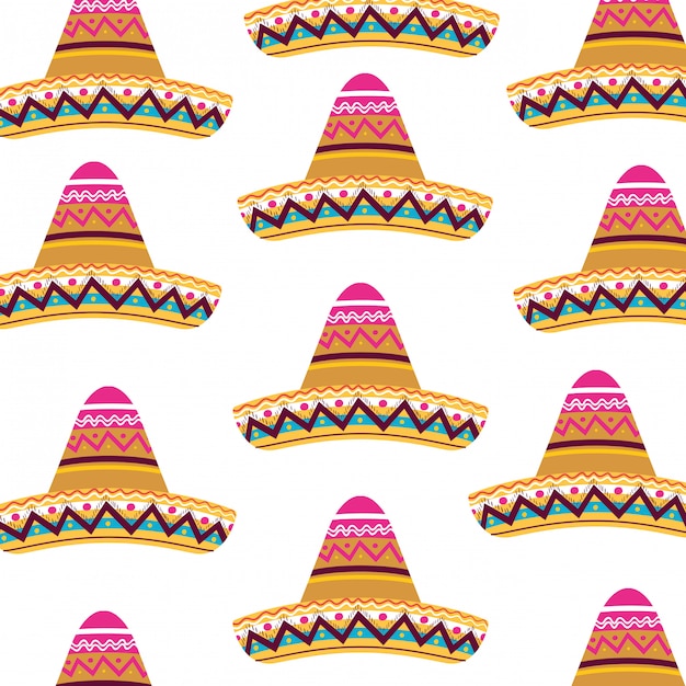 Premium Vector | Mexican hat seamless pattern