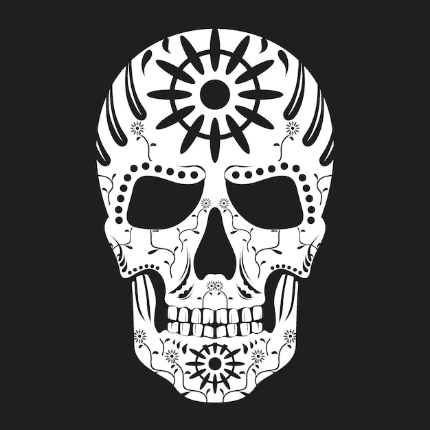 Premium Vector | Mexican skull art with floral ornament