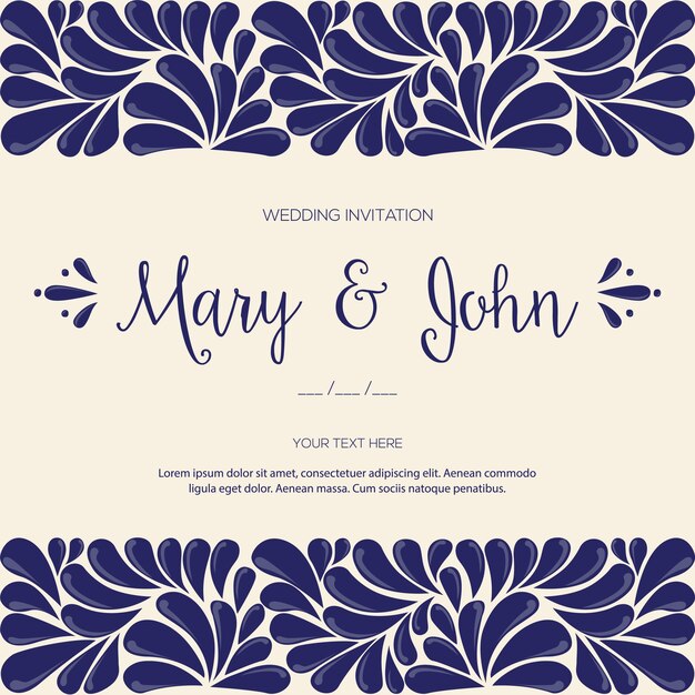 Premium Vector | Mexican talavera painting - wedding invitation