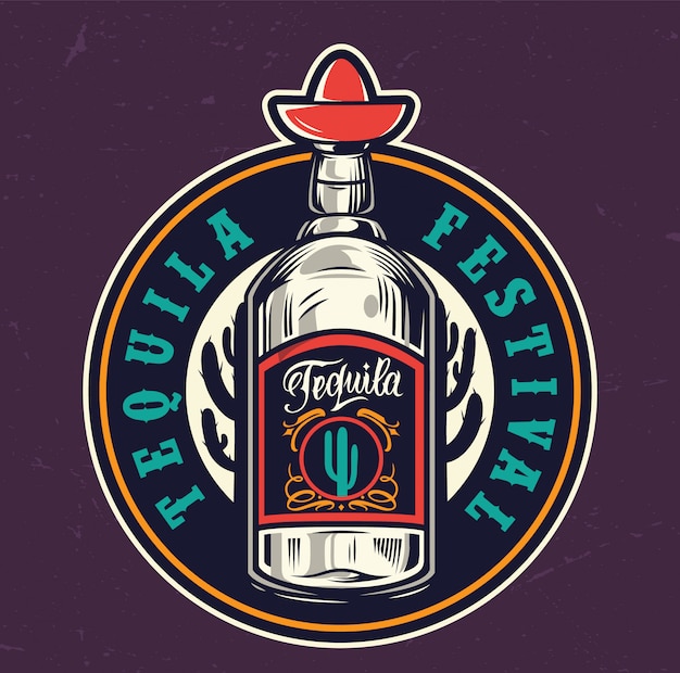 Free Vector | Mexican tequila festival colorful round label