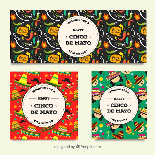 Mexican themed banners celebrating cinco de mayo
