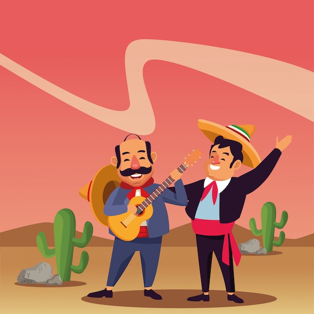 Mexican traditional culture icon cartoon Free Vector