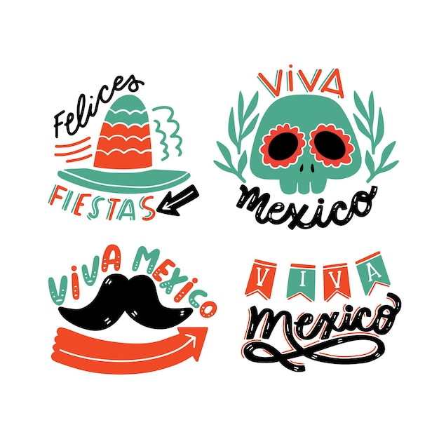 Free Vector | Mexican war of independence badges set