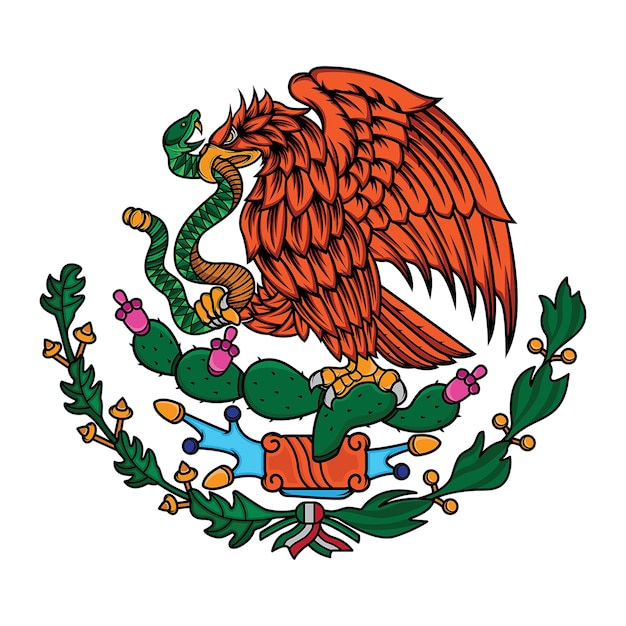 Premium Vector Mexico Flag The Eagle And Snake Draw two vertical curved lines across the flag. https www freepik com profile preagreement getstarted 4359388