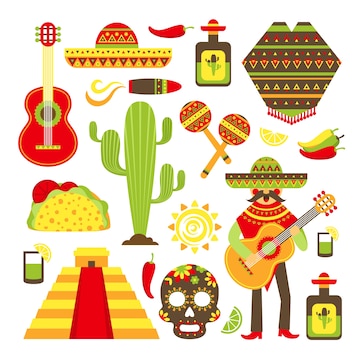 Free Vector | Mexico travel symbols decorative icon set isolated vector ...