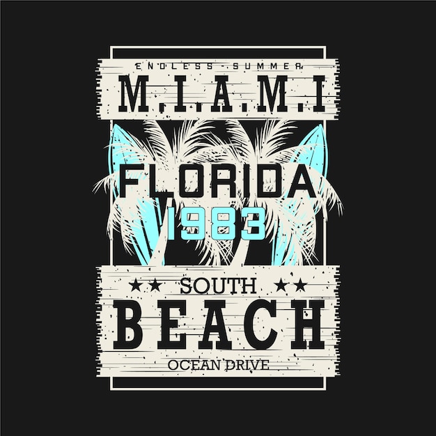 Premium Vector | Miami beach, florida lettering graphic t shirt ...