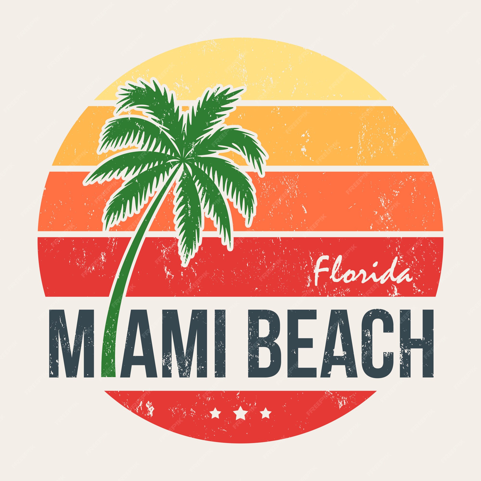 Premium Vector | Miami beach florida tee print with palm tree