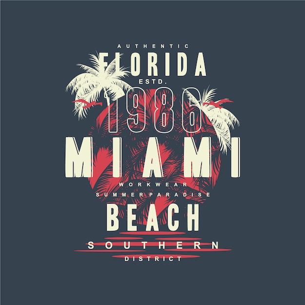 Premium Vector | Miami florida beach graphic typography design ...