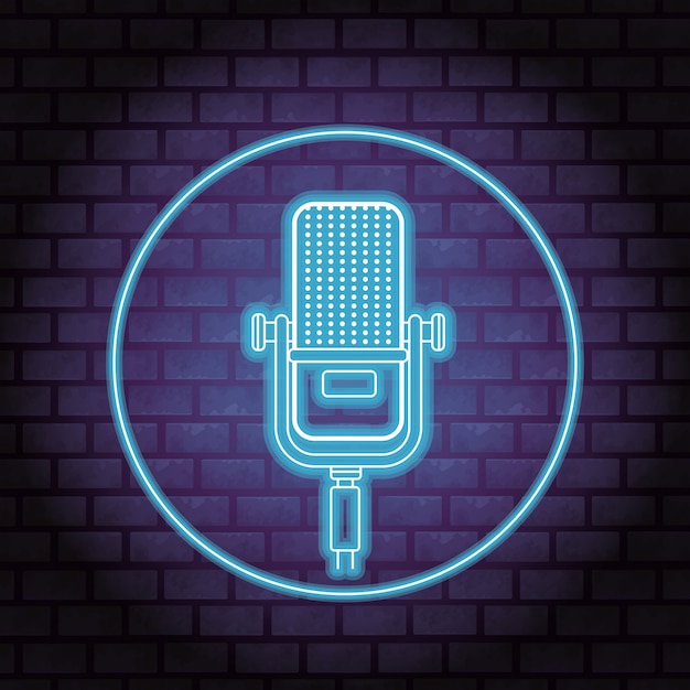 Premium Vector | Microphone neon