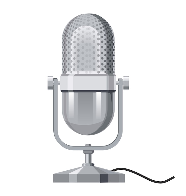 Download Premium Vector Microphone Of Silver Metal Realistic Mockup Microphone Flat Style Icon Design Music Sound Melody Song Musical Art And Composition