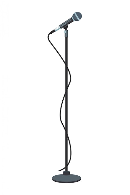 Premium Vector | Microphone on stand