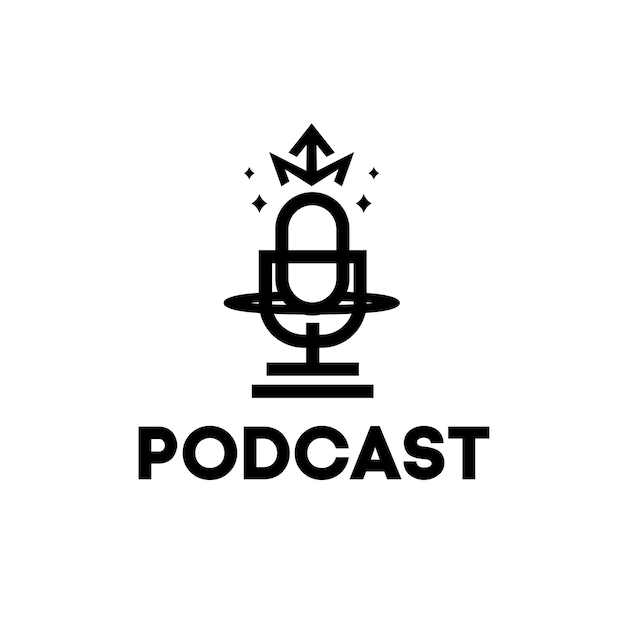 Premium Vector | Microphone with crown headphones minimalist podcast ...