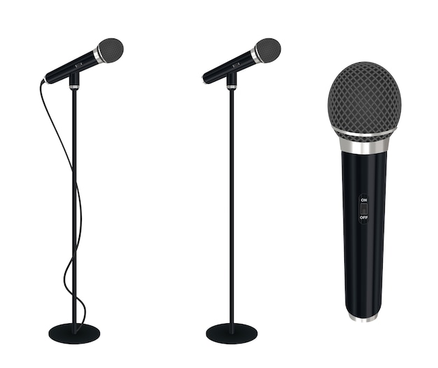 Microphone with stand vector on white background | Premium Vector