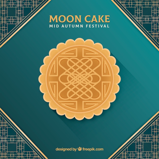 Mid autumn background with moon cake Free Vector