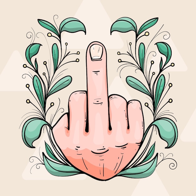 Free Vector Middle Finger Fuck You Symbol With Leaves