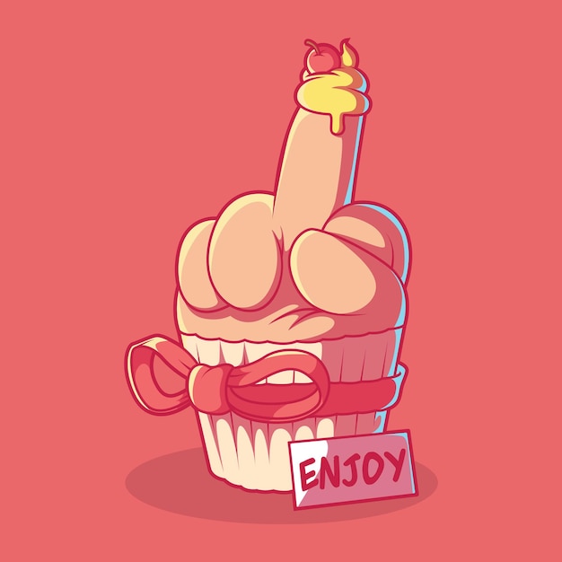 Download Premium Vector Middle Finger Muffin Illustration Design Concept