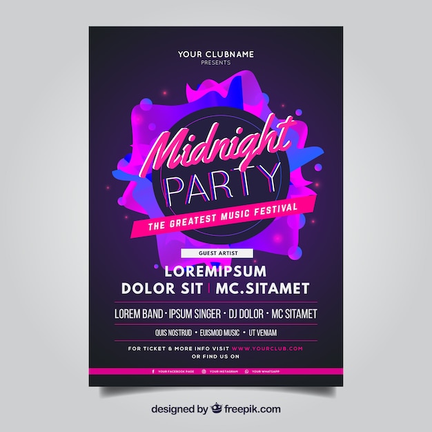 Free Vector | Midnight party poster