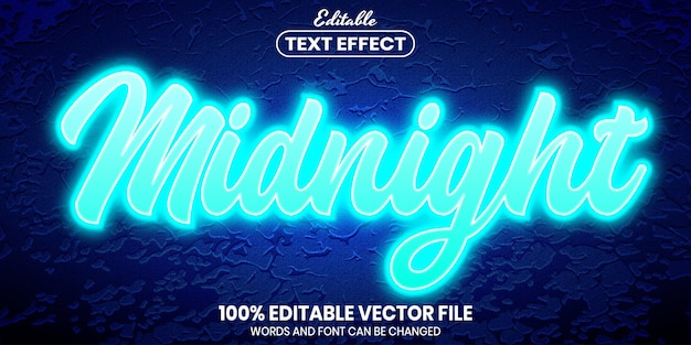 Premium Vector | Midnight text, font style editable text effect