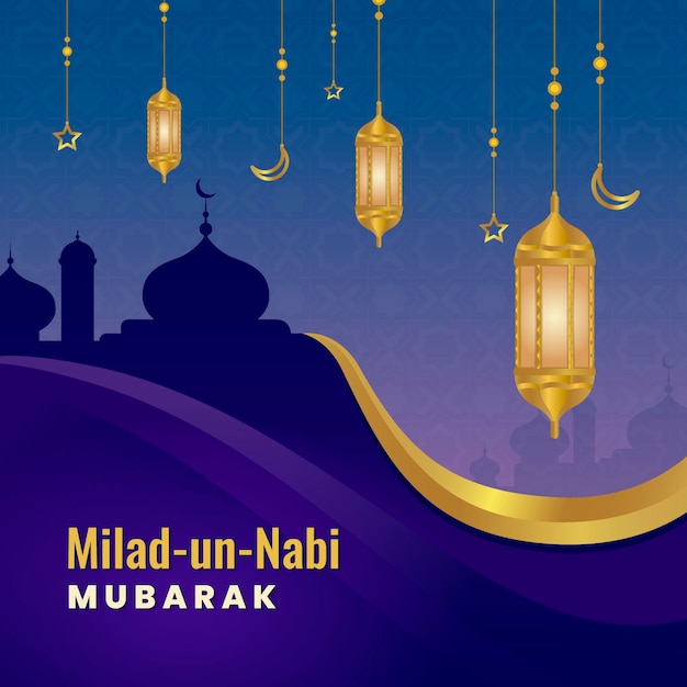 Free Vector | Milad-un-nabi greeting card silhouette of mosque