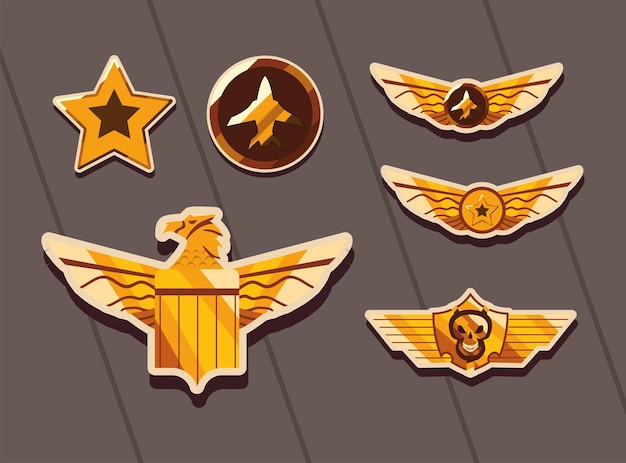 Premium Vector | Military forces badges icon group