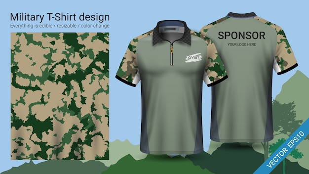 Premium Vector | Military polo t-shirt design