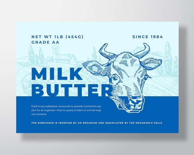 Premium Vector | Milk butter dairy food label template