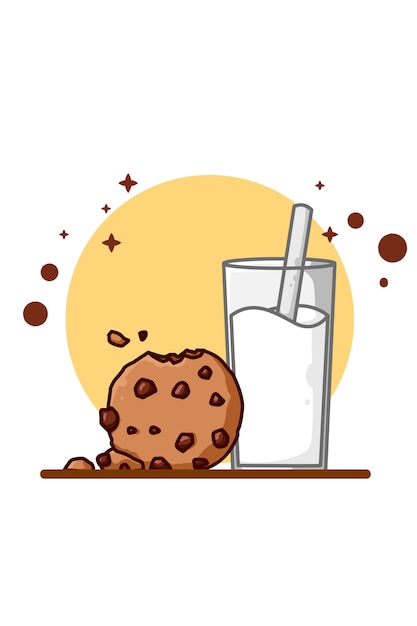 Premium Vector | Milk and cookies illustration