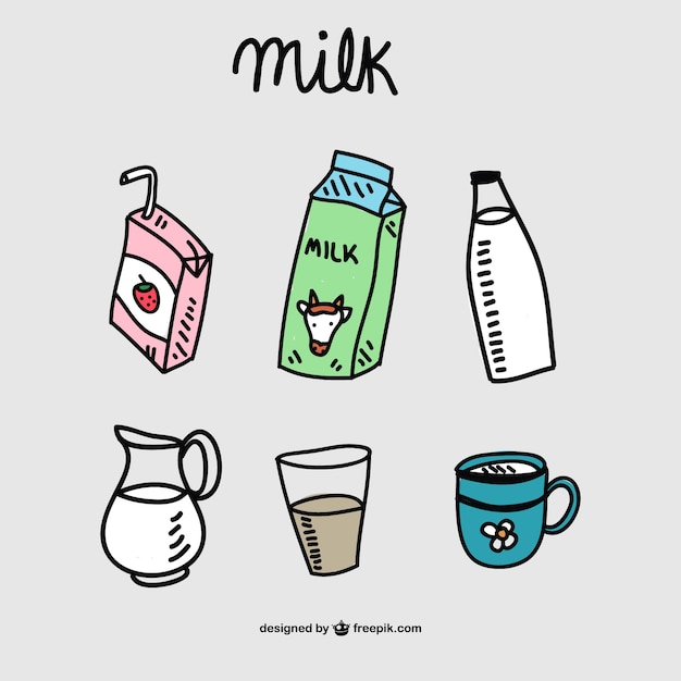 Free Vector | Milk drawings vector