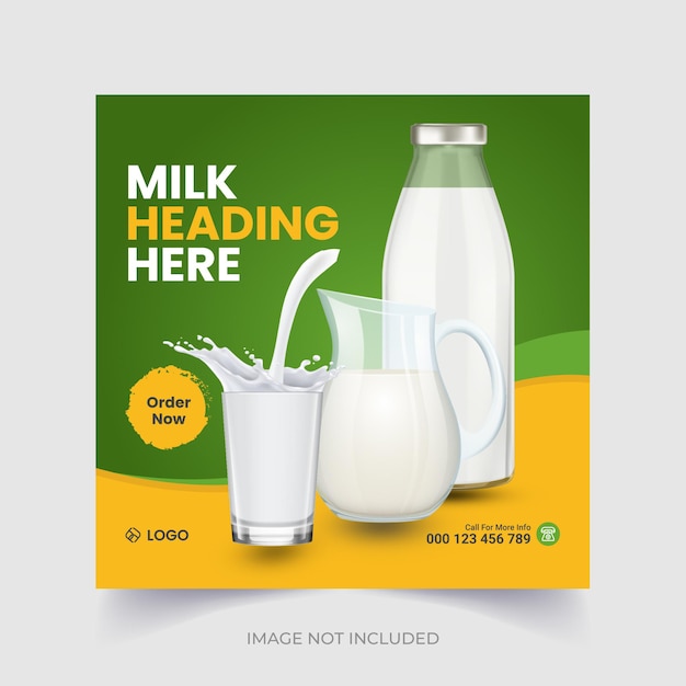 Premium Vector Milk Product Social Media Post Banner Design Or