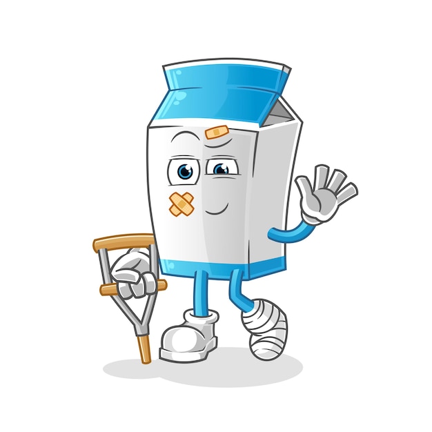 premium-vector-milk-sick-with-limping-stick-character-cartoon-mascot