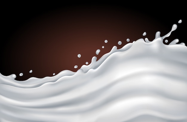 Milk Splash Wave On A Chocolate Premium Vector