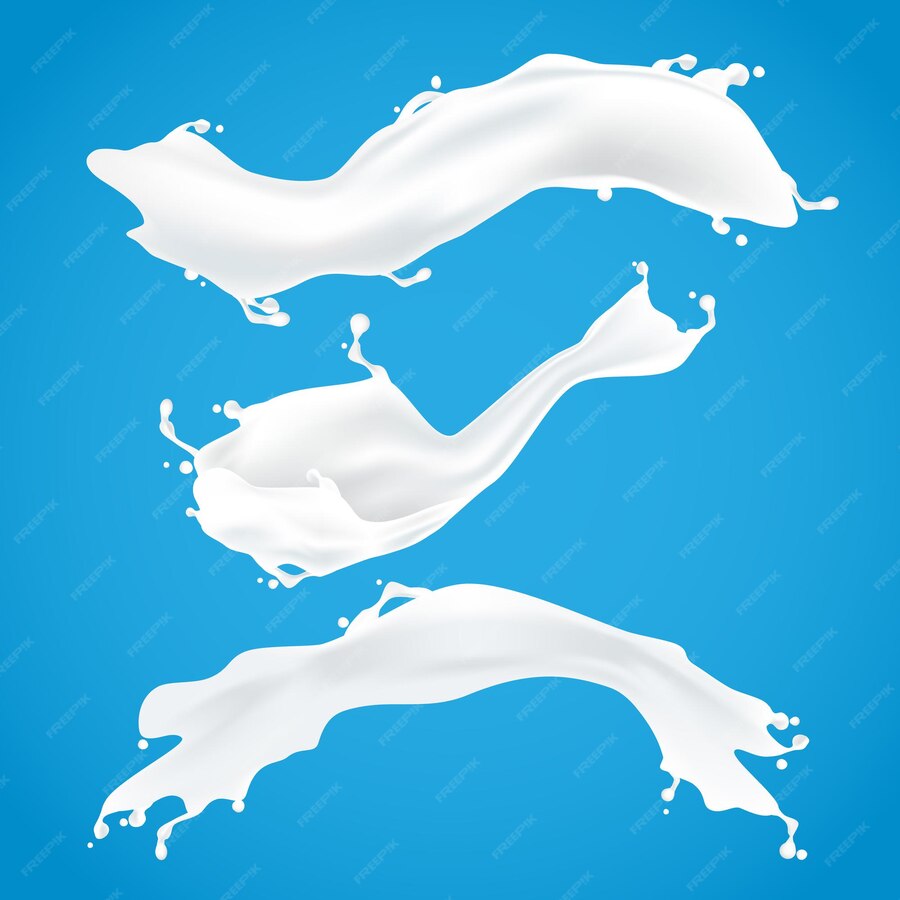 Premium Vector Milk Splashes Isolated