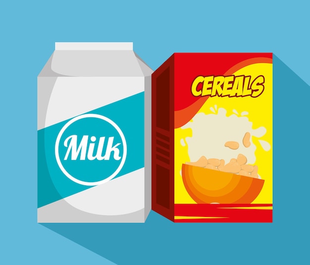 Milk with cereal healthy food vector illustration design | Premium Vector