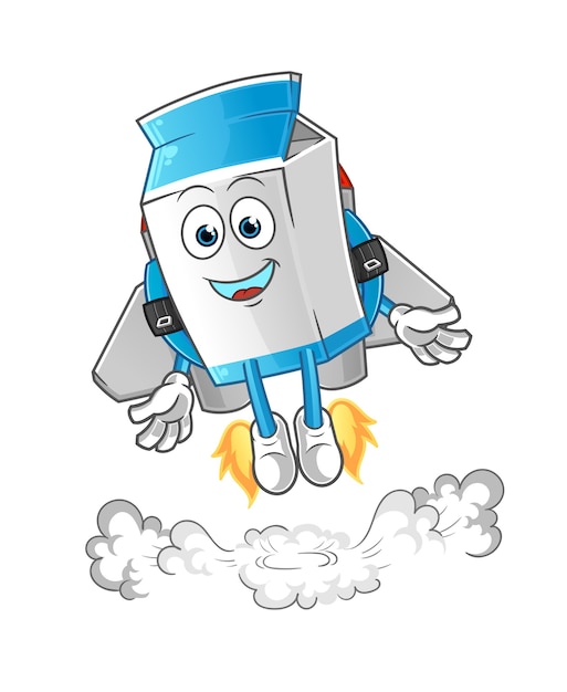 Premium Vector Milk With Jetpack Cartoon Mascot