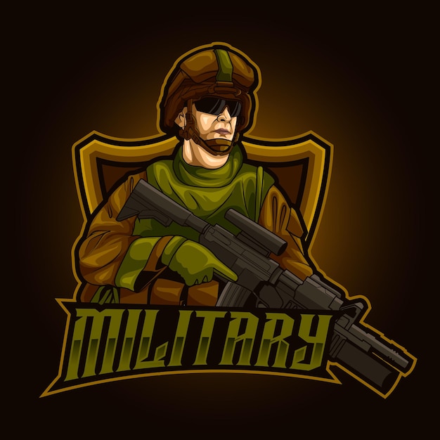 Premium Vector | Millitary army mascot esport logo illustration template