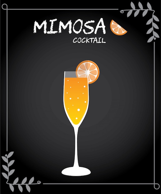 Mimosa cocktail illustration vector | Premium Vector