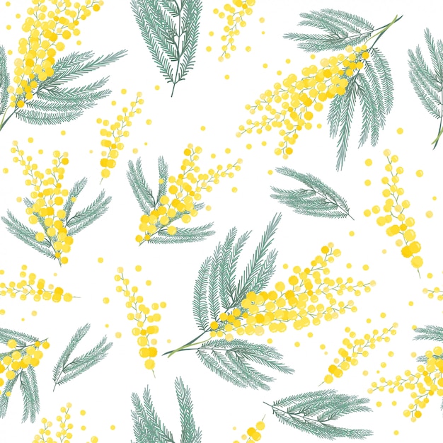 Premium Vector | Mimosa flowers background.