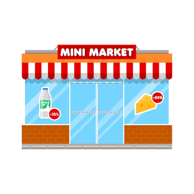 Premium Vector Mini Market Shop In Flat Style