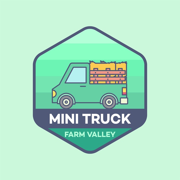 Mini truck logo line minimal style vector illustration | Premium Vector