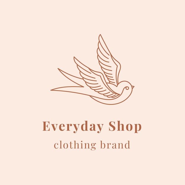 Free Vector Minimal Bird Logo Template For Organic Brands In Earth Tone