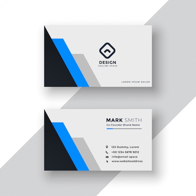 Minimal blue geometric business card\
design