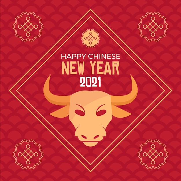 Premium Vector | Minimal chinese new year 2021