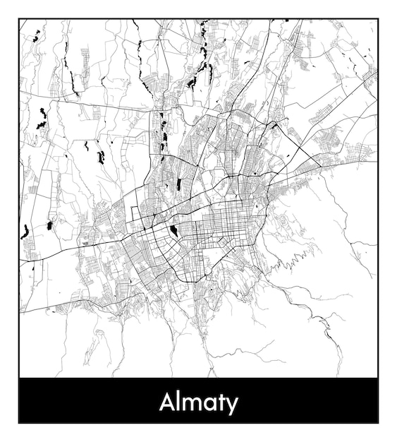 Premium Vector | Minimal city map of almaty (kazakhstan, asia)