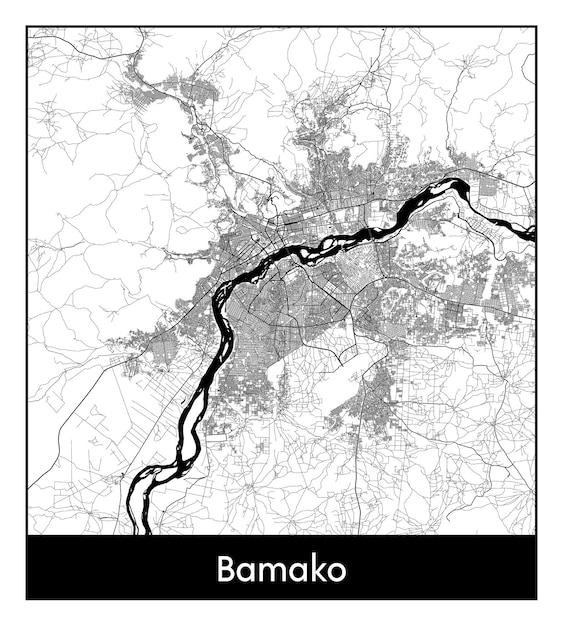 Premium Vector | Minimal city map of bamako (mali, africa)