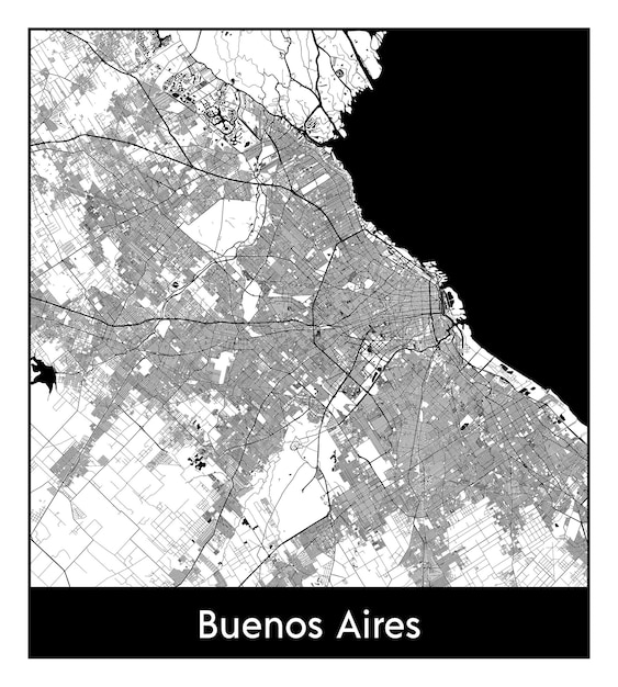 Premium Vector Minimal City Map Of Buenos Aires Argentina South America 2098