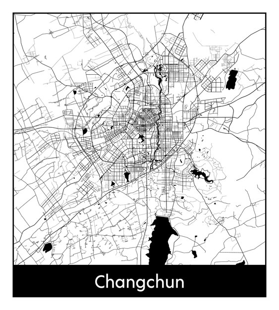 Premium Vector | Minimal city map of changchun (china, asia)