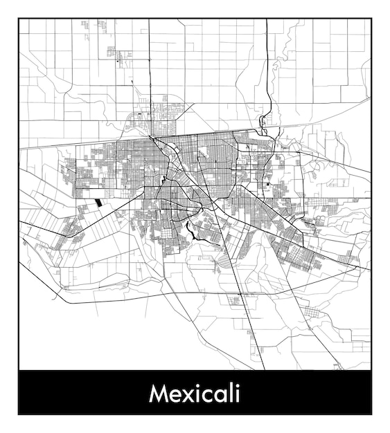 Premium Vector | Minimal city map of mexicali (mexico, north america)